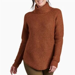 Kuhl Sienna Ribbed Cowl Neck Sweater Size M Raglan Sleeve Curved Hem Pullover